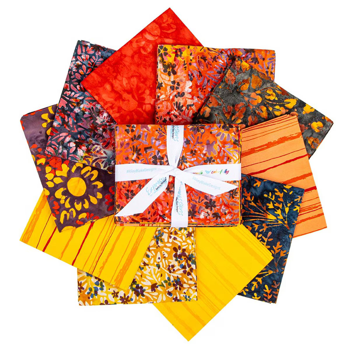 Batiks Wildflowers Sunset Fat Quarter Bundle B 10pc