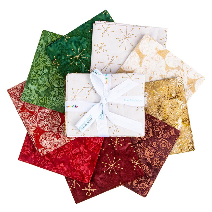 Batiks Express Yourself! Holiday Sparkle Festive Fat Quarter Bundle A 9pc