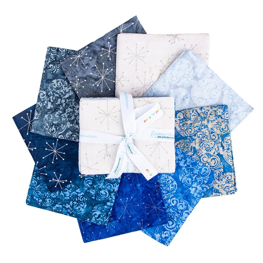 Batiks Express Yourself! Holiday Sparkle Frosted Fat Quarter Bundle D 9pc