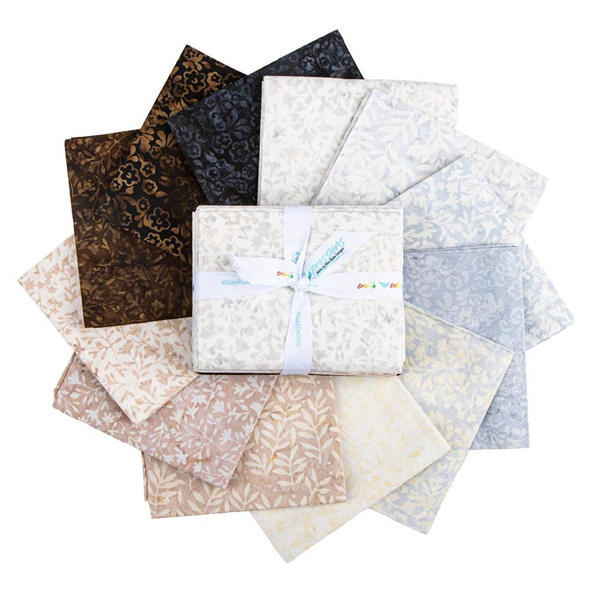 Batiks Shadow Lane Fat Quarter Bundle from Riley Blake Designs, splayed view