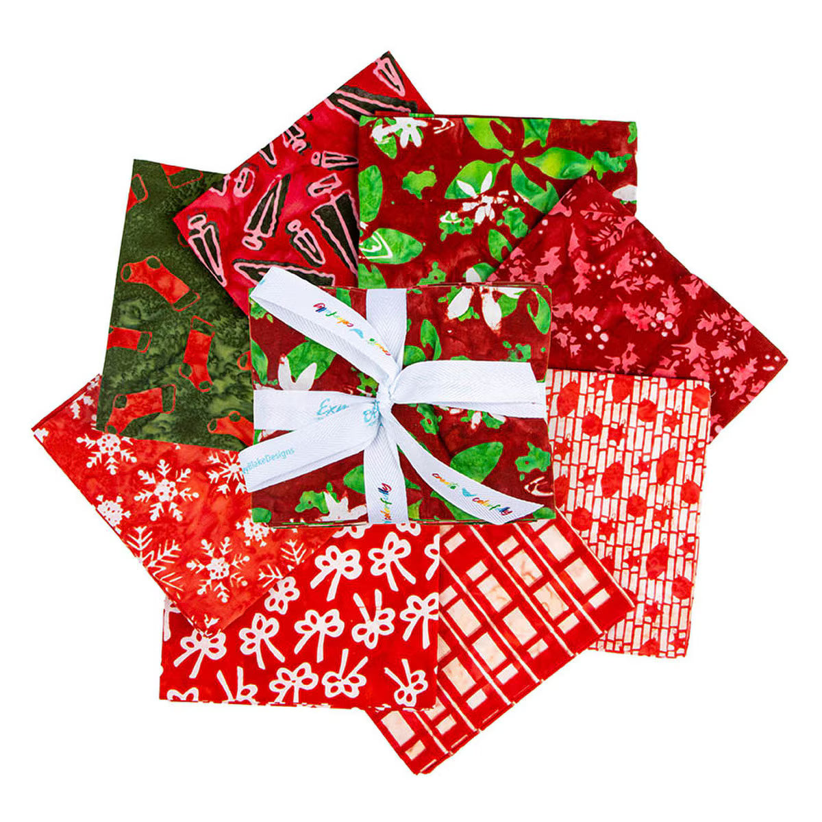 Batiks Holiday Happiness Ribbon Fat Quarter Bundle B 8pc