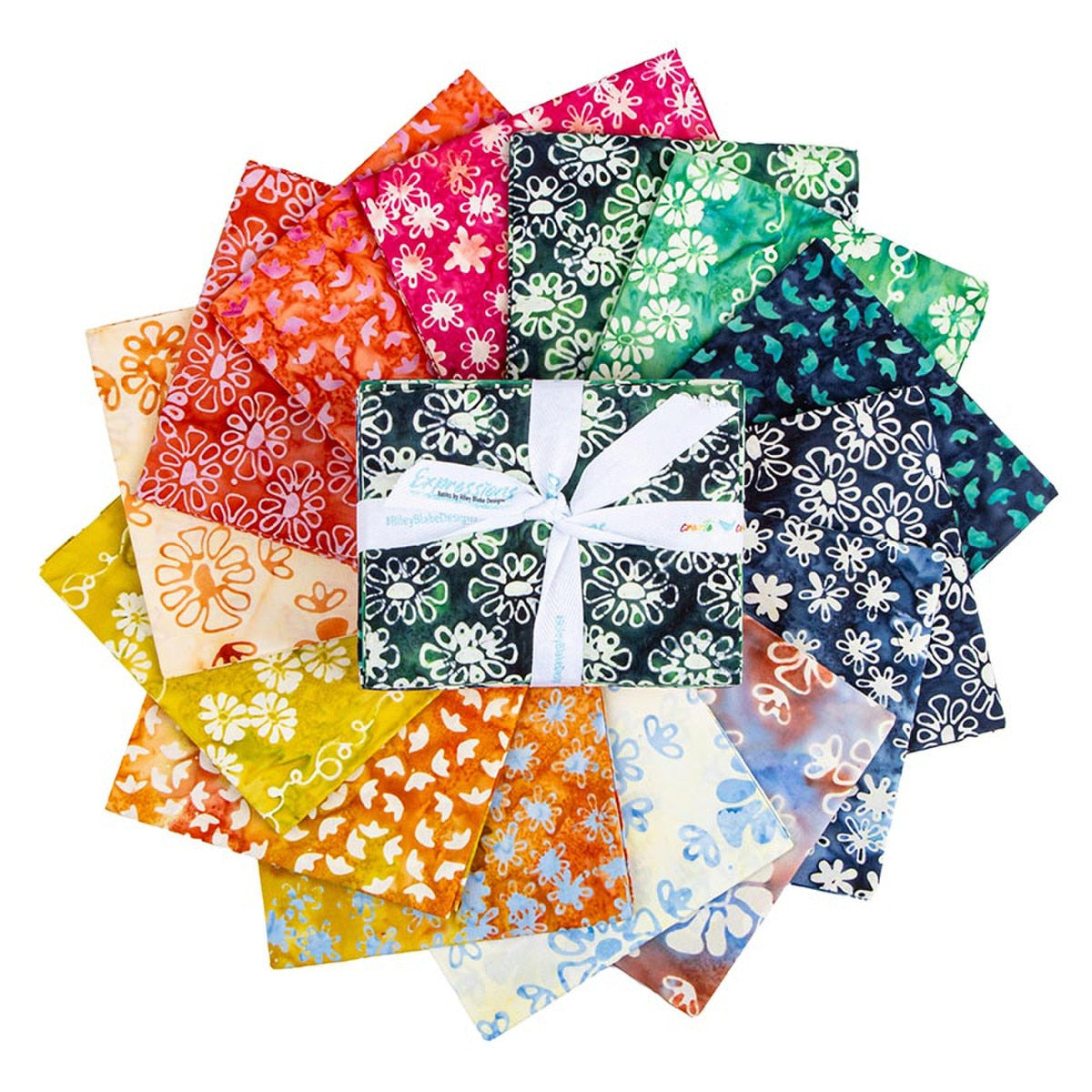 Batiks Whimsy Daisy Fat Quarter Bundle from Riley Blake Designs, splayed view