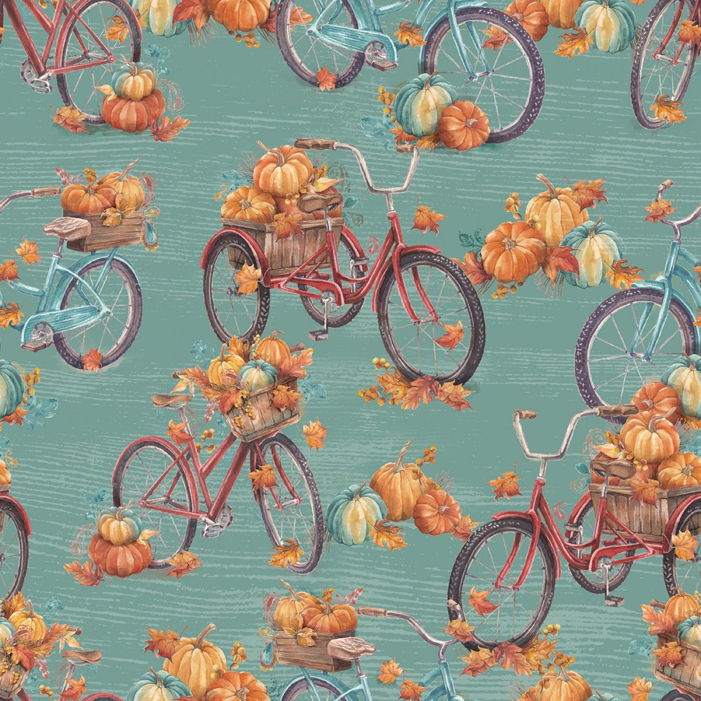 Pumpkin Please Fabric - Fall Bikes - By the yard