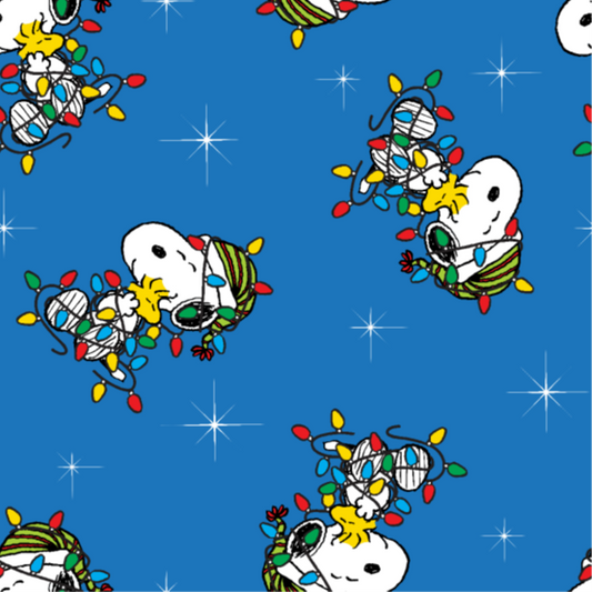 Fleece Peanuts Snoopy Light Toss Fabric - By the yard