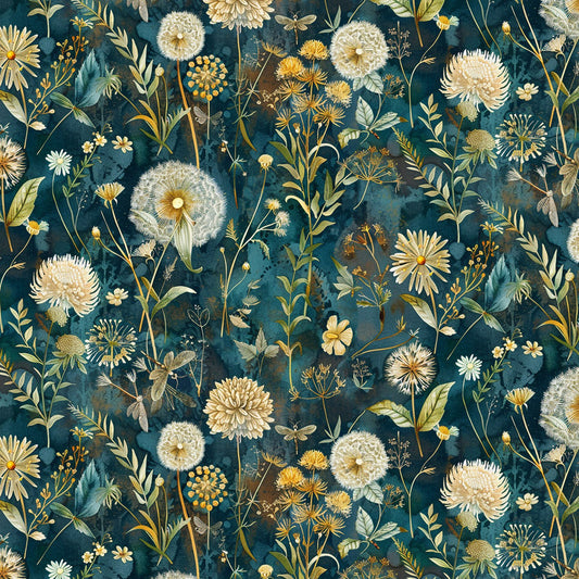 Forest Whisper Midnight Wild Floral Fabric - By the yard