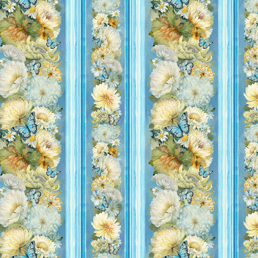 Forest Whisper Floral 11" Stripes Fabric - By the yard