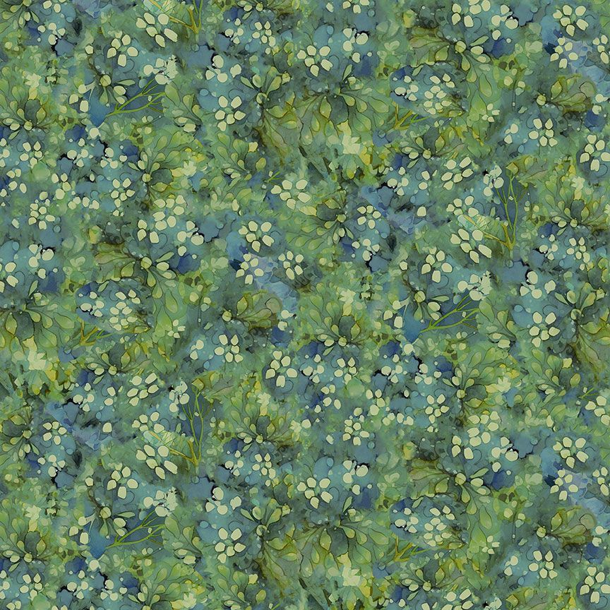 Forest Whisper Tonal Floral Green Fabric - By the yard