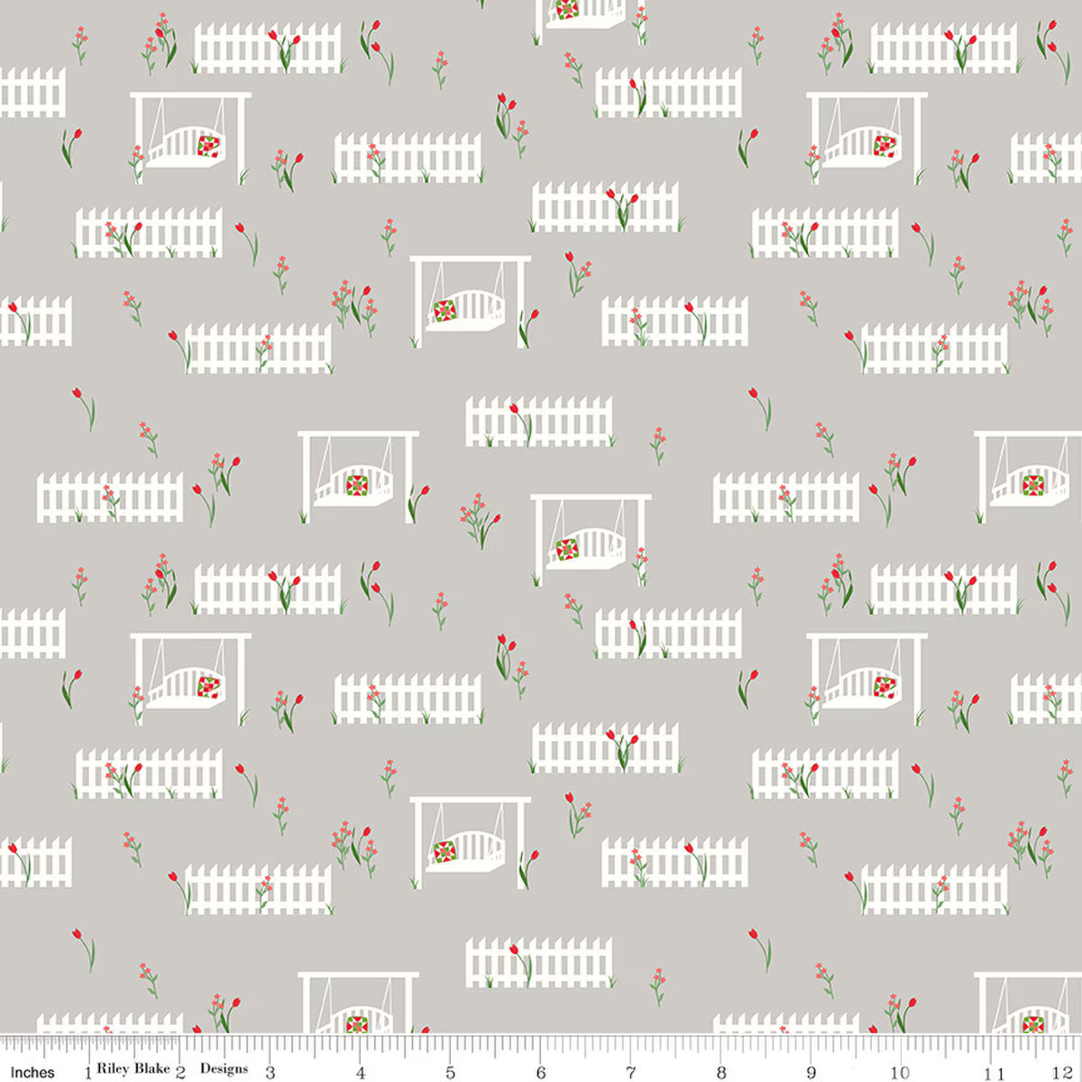 Front Porch Porch Swings Gray Fabric