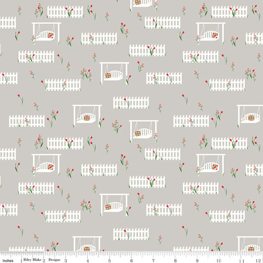 Front Porch Porch Swings Gray Fabric - By the yard