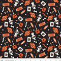 Vintage Boo Main Candy Black Glow in the Dark Fabric by My Mind’s Eye for Riley Blake Designs