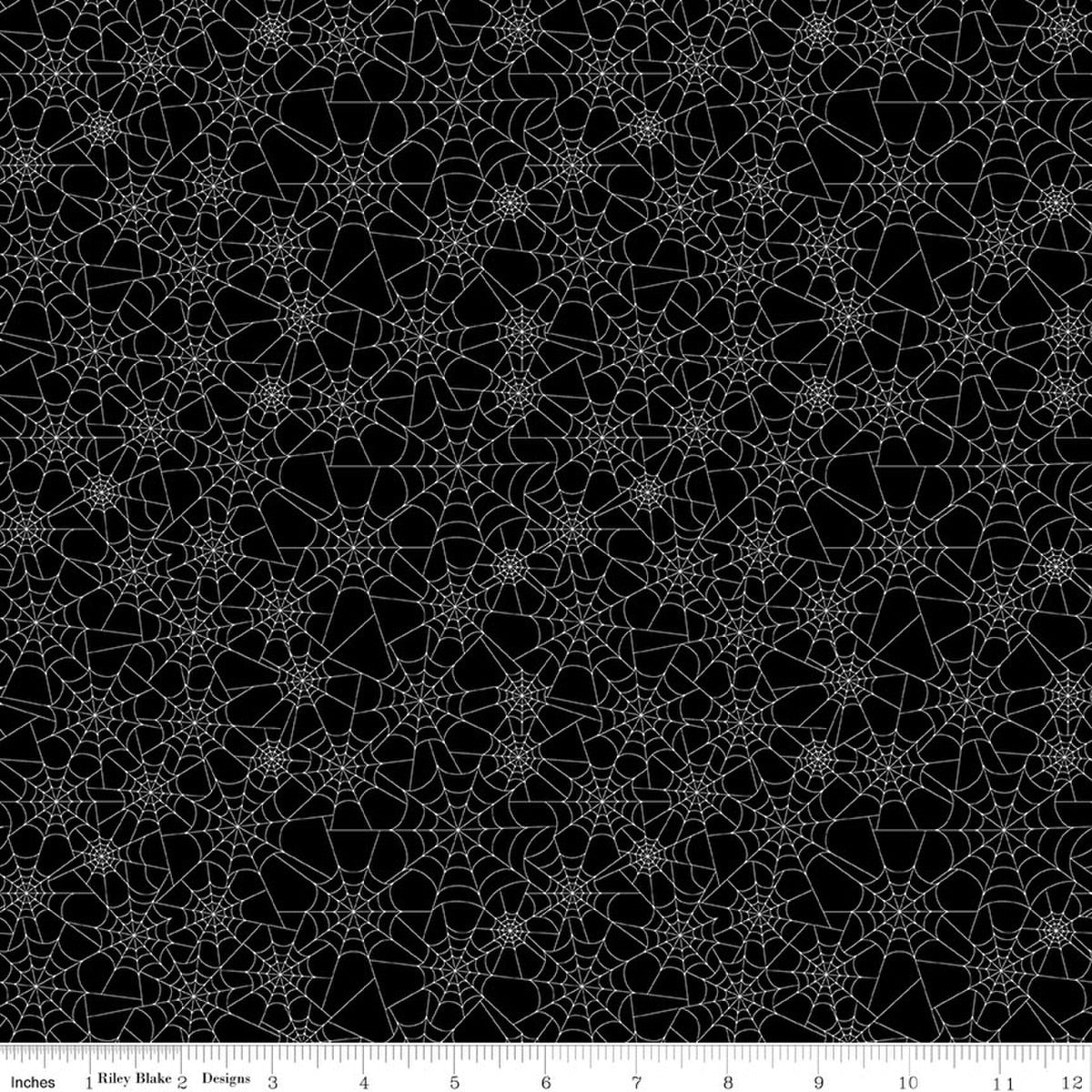 Seasonal Basics Spider Webs Black Glow in the Dark Fabric by the Yard - GC771-BLACK