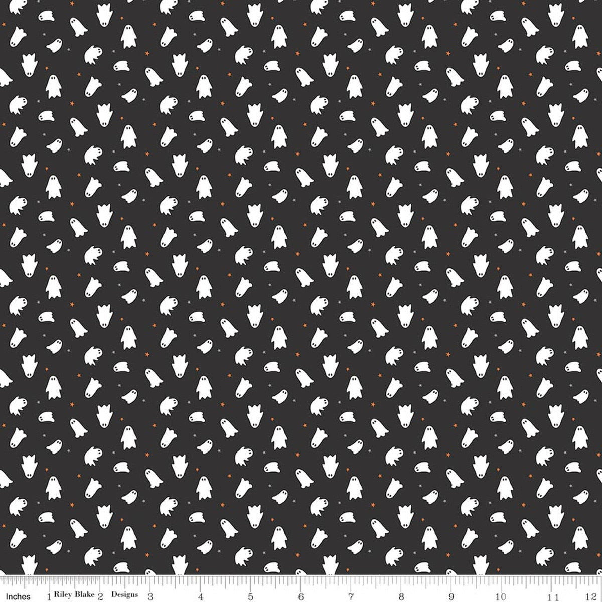 Seasonal Basics Ghosts Black Glow in the Dark Fabric by the Yard - GC772-BLACK