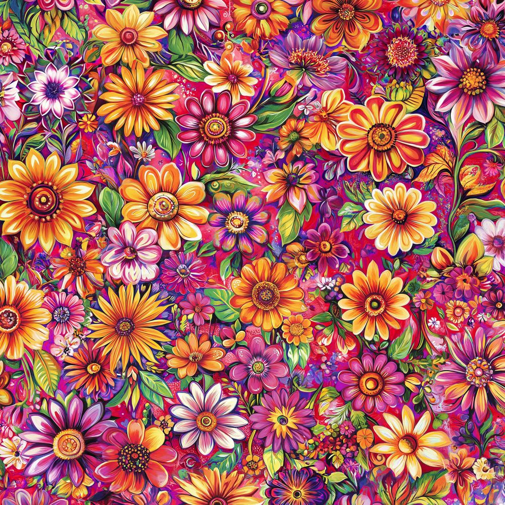 Groovy Garden Fabric - Pink - By the yard