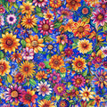 Groovy Garden Fabric - Blue