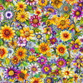 Groovy Garden Fabric - White
