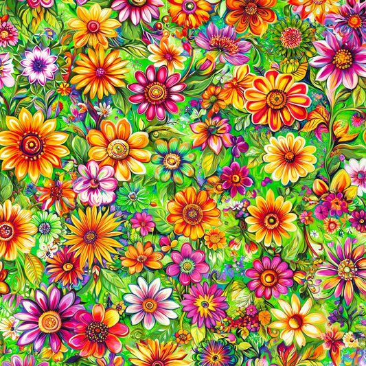 Groovy Garden Fabric - Lime - By the yard