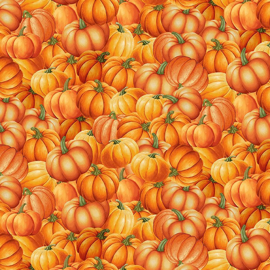 Gather with a Grateful Heart Packed Pumpkin Fabric - By the yard