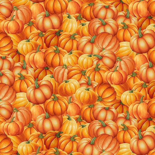 Gather with a Grateful Heart Packed Pumpkin Fabric - By the yard