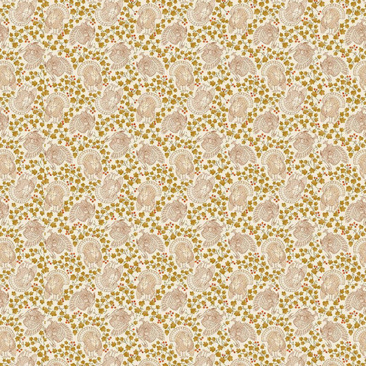 Gather with a Grateful Heart Turkey & Leaves Garland Fabric - By the yard