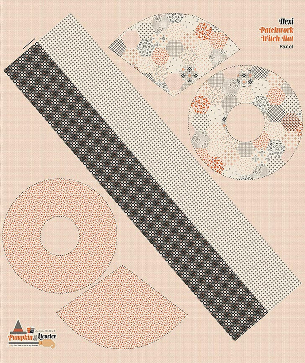 Pumpkin & Licorice Hexie Patchwork Witch Hat Fabric Panel by Lori Holt for Riley Blake Designs