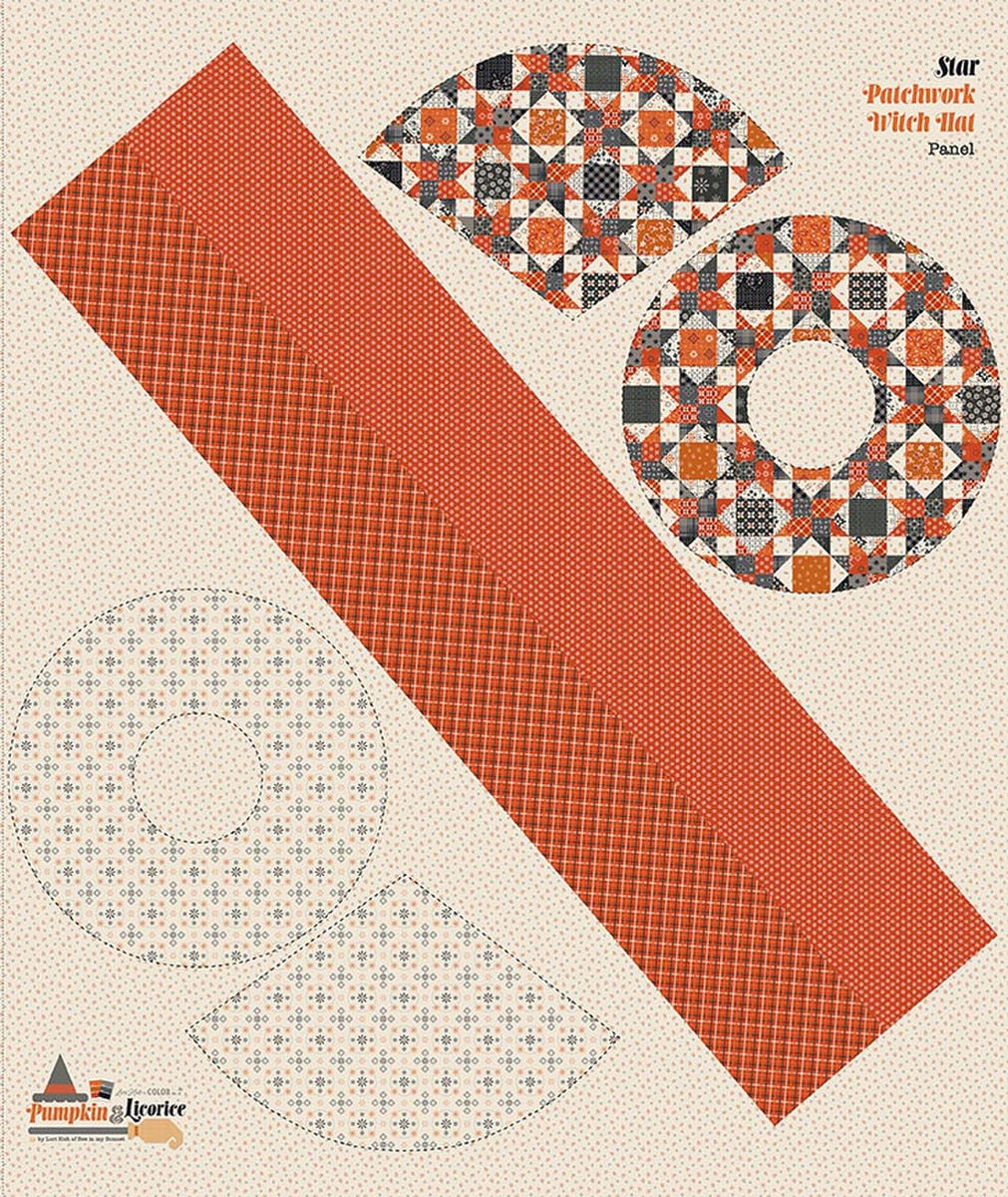 Pumpkin & Licorice Star Patchwork Witch Hat Fabric Panel by Lori Holt for Riley Blake Designs