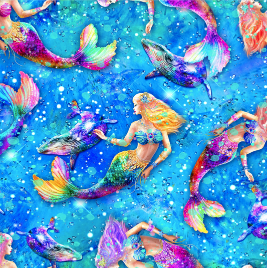Hidden Treasures Mermaids Fabric - By the yard