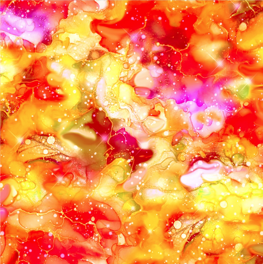 Hidden Treasures Texture Bright Gold/Red Fabric - By the yard