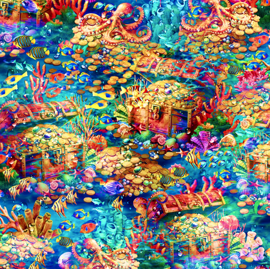 Hidden Treasures Treasure Chest Fabric - By the yard
