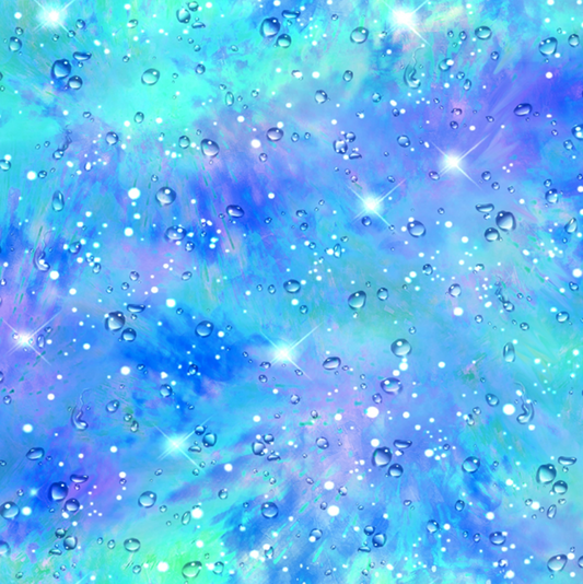 Hidden Treasures Water Drops Blue Fabric - By the yard