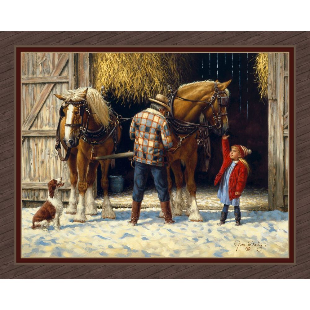 Hitching Up Horse Fabric Panel