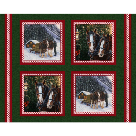 Holiday Horse Pillow Fabric Panel
