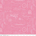 Hydrangeas in the Garden Text Rose Pearl Fabric