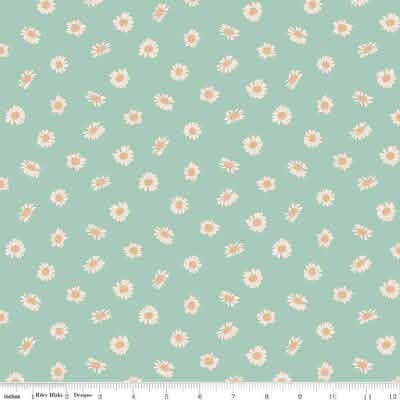 In The Afterglow Daisies Mint Fabric