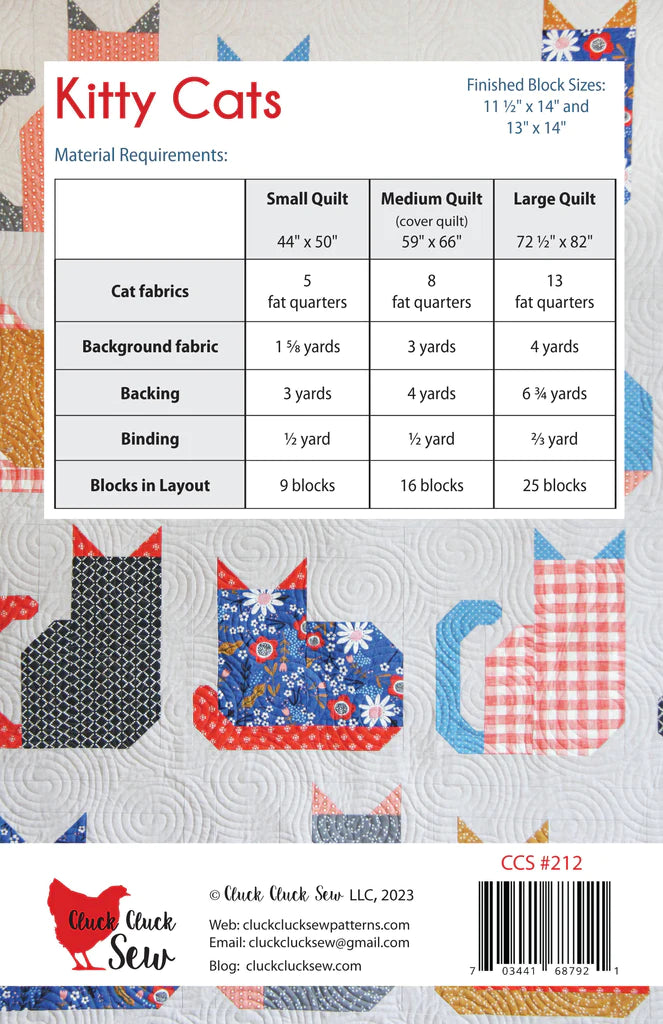 Cluck Cluck Sew Kitty Cats Quilt Pattern