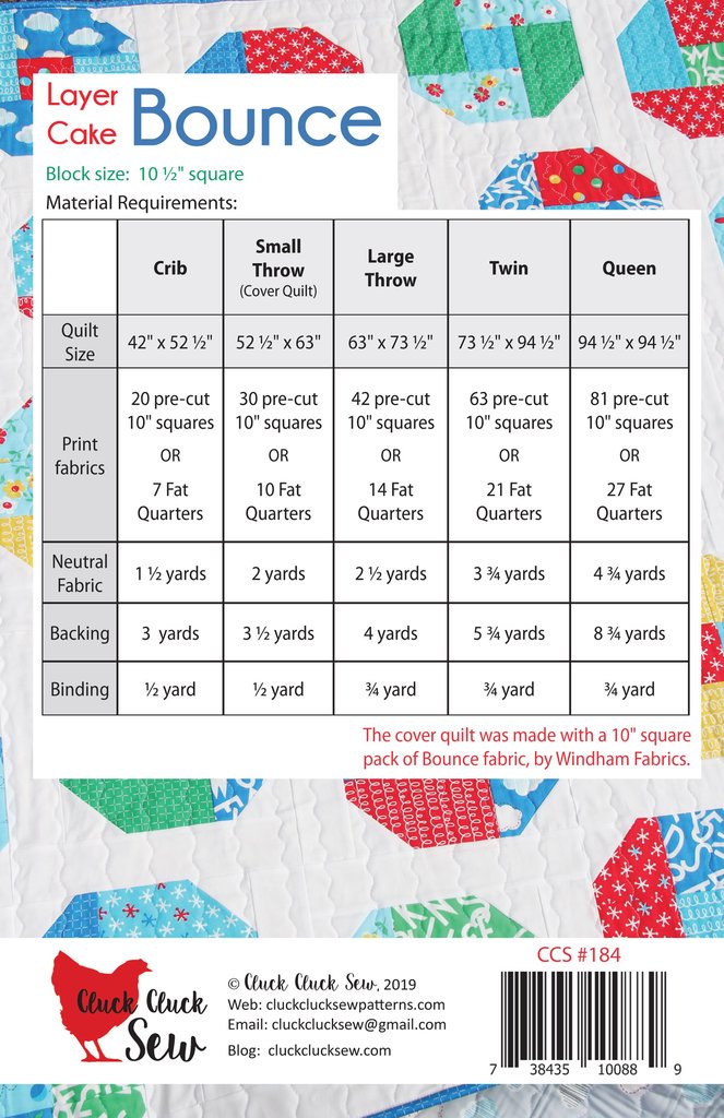 Cluck Cluck Sew Layer Cake Bounce Quilt Pattern
