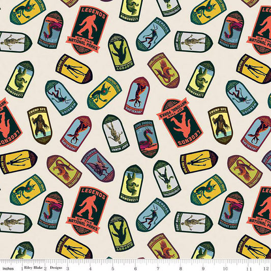 Legends of the National Parks Emblem Toss Cream Fabric - By the yard