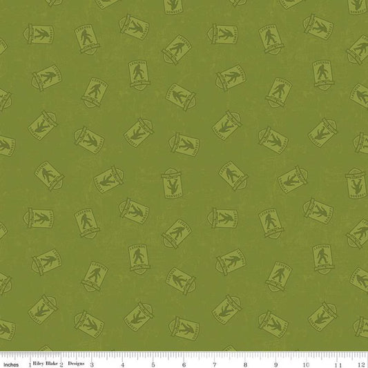 Legends of the National Parks Logo Toss Olive Fabric - By the yard