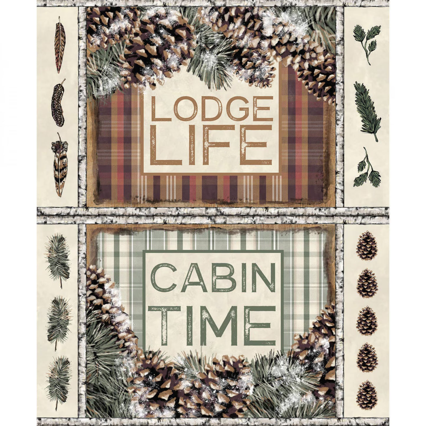 Lodge Life Cabin Time Fabric Panel