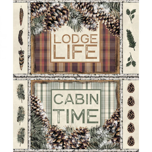 Lodge Life Cabin Time Fabric Panel