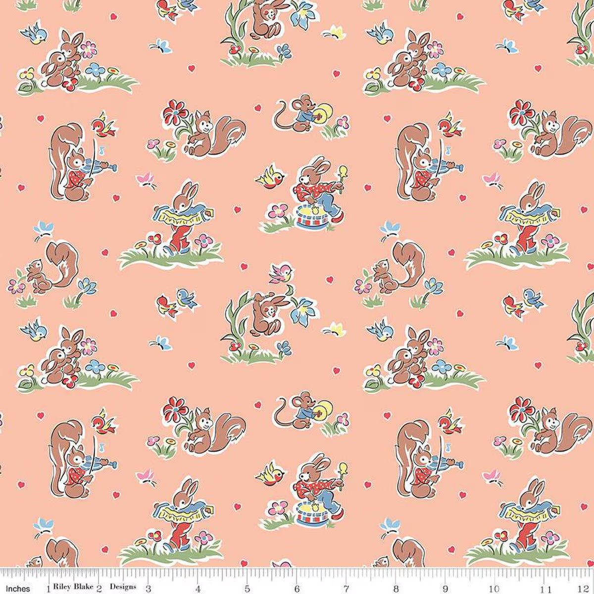 Love Notes Main Apricot Fabric - By the yard