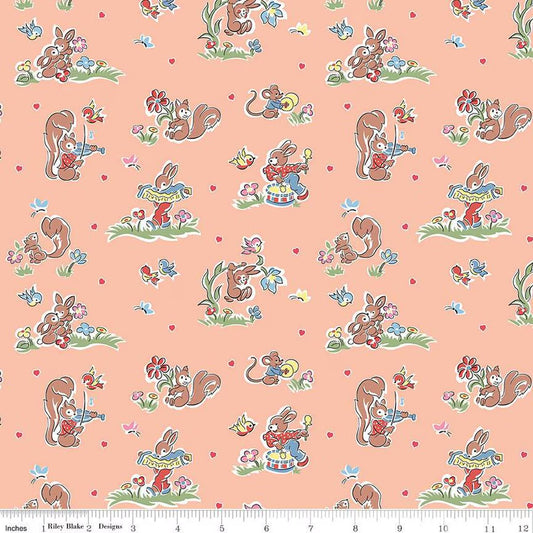 Love Notes Main Apricot Fabric - By the yard