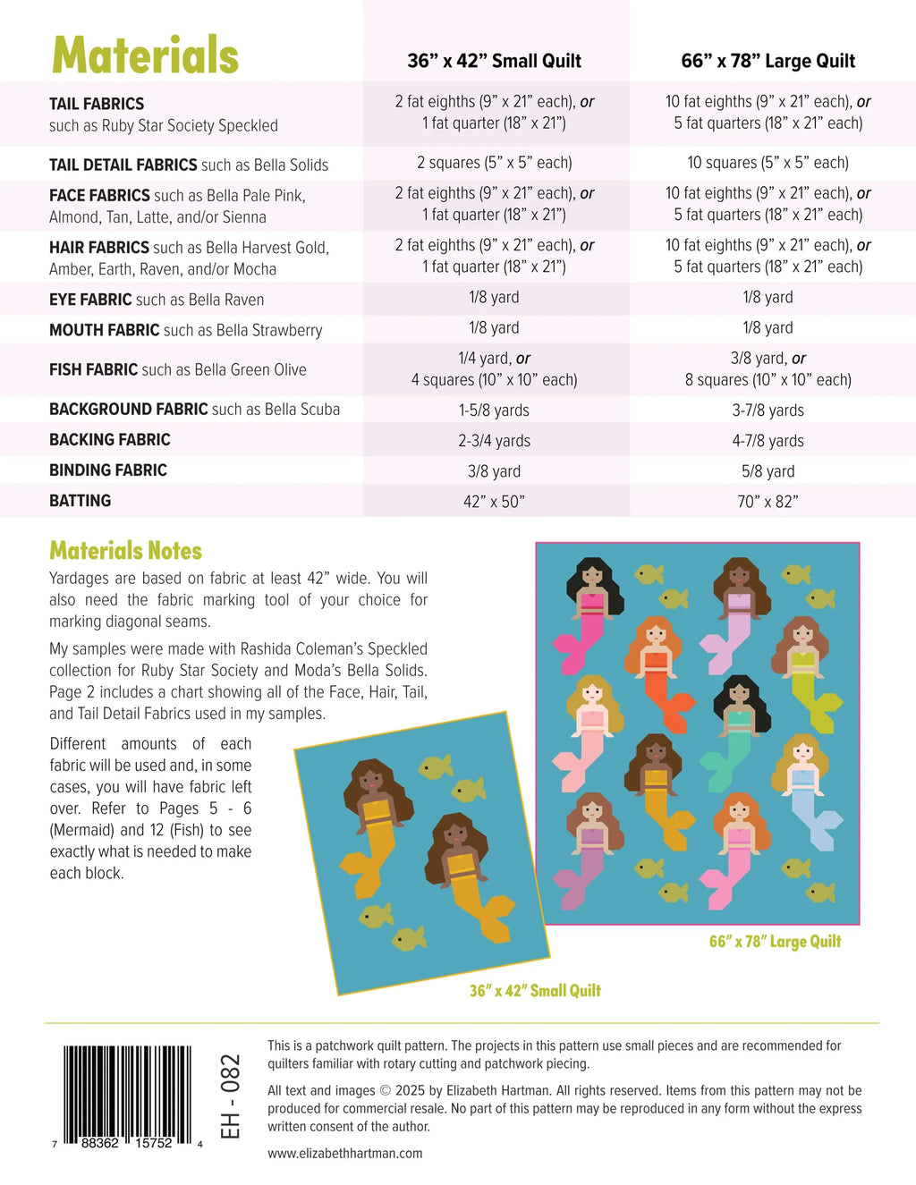 Elizabeth Hartman Mermaids Quilt Pattern