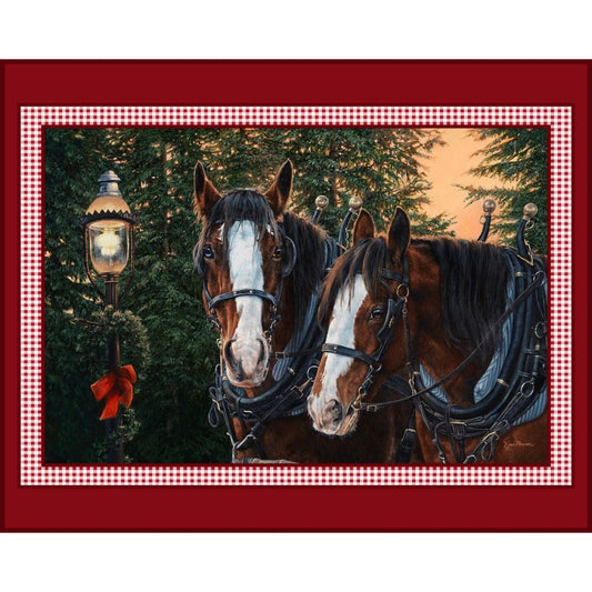 Merry & Bright Horse Fabric Panel