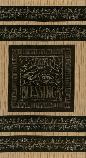 Count Your Blessings Black Fabric Panel