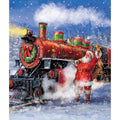 More Christmas Wishes Santa's Train Fabric Panel