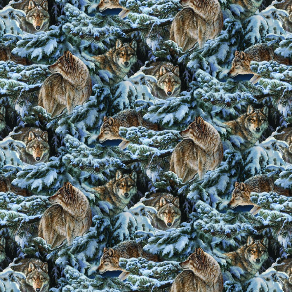 Narragansett Creek Pine Wolf Fabric
