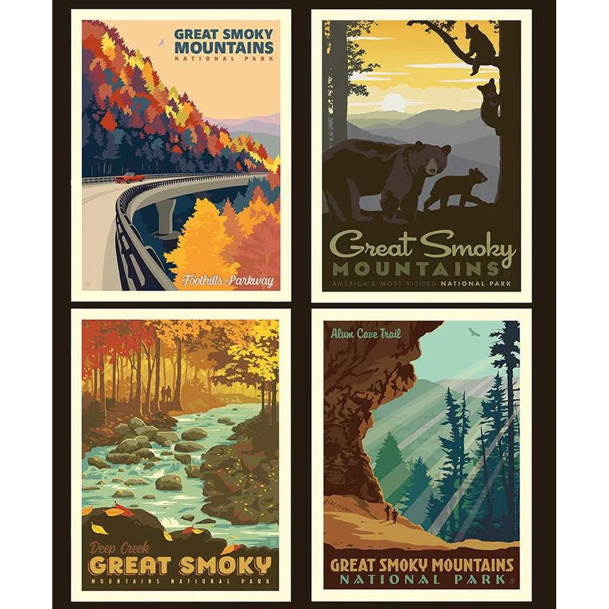 National Parks Great Smoky Mountains Pillow Fabric Panel