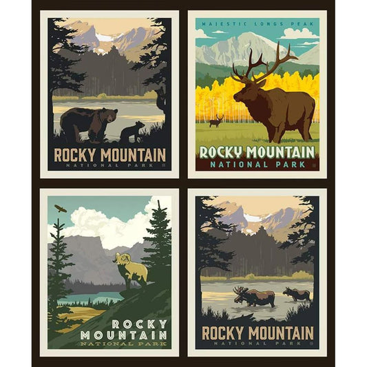 National Parks Rocky Mountains Pillow Fabric Panel