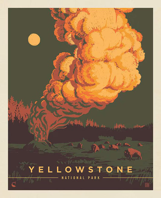 National Parks Yellowstone Poster Fabric Panel