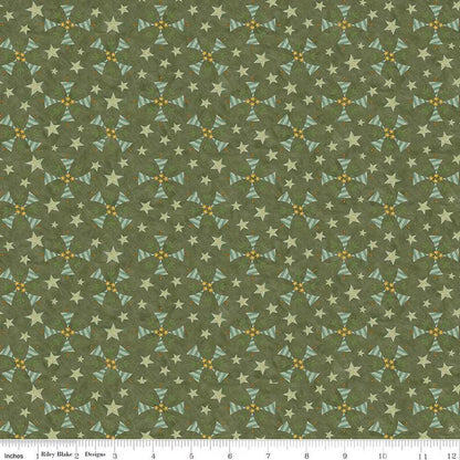 Naughty or Nice Trees Green Fabric - By the yard